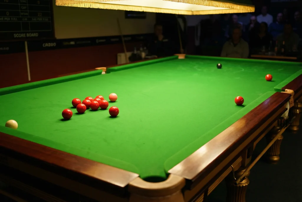 Snooker-Bälle in ungleicher Aufstellung auf dem Tisch als Symbol für Handicap-Vorgabe beim Wetten